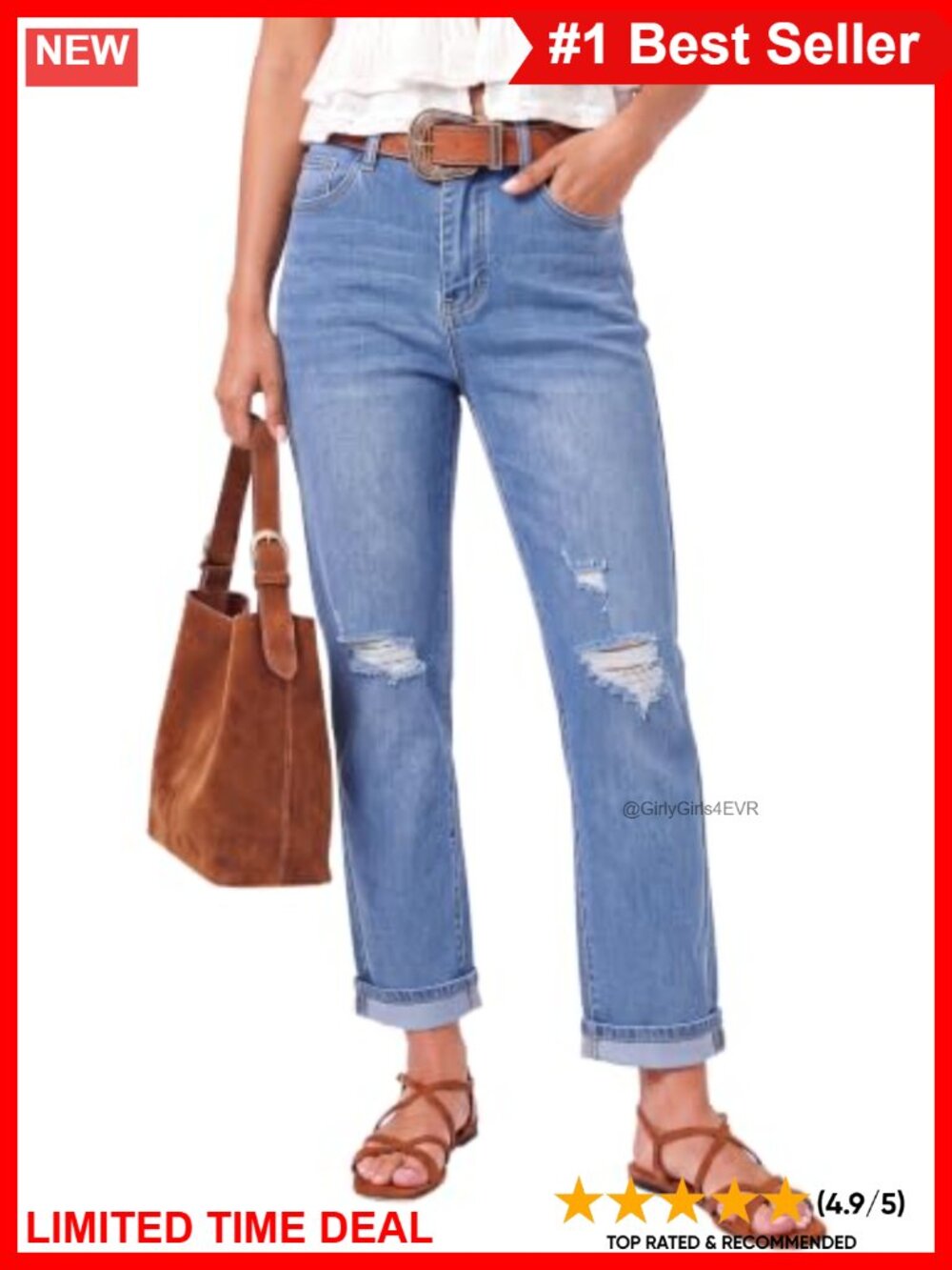 High Waisted Straight Leg Ripped Stretchy Cropped Jeans